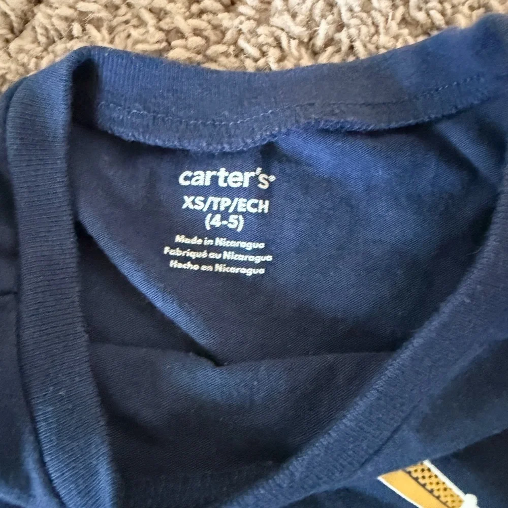 Preloved Carter's Navy Long-Sleeve Tee with Bubble Tea & Ramen Graphics